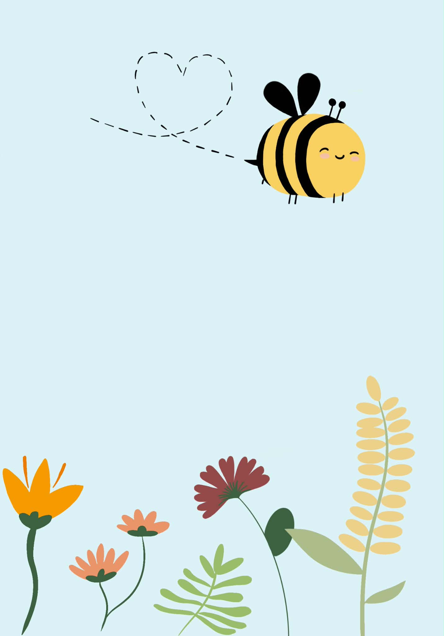 Bee themed digital invitation card.