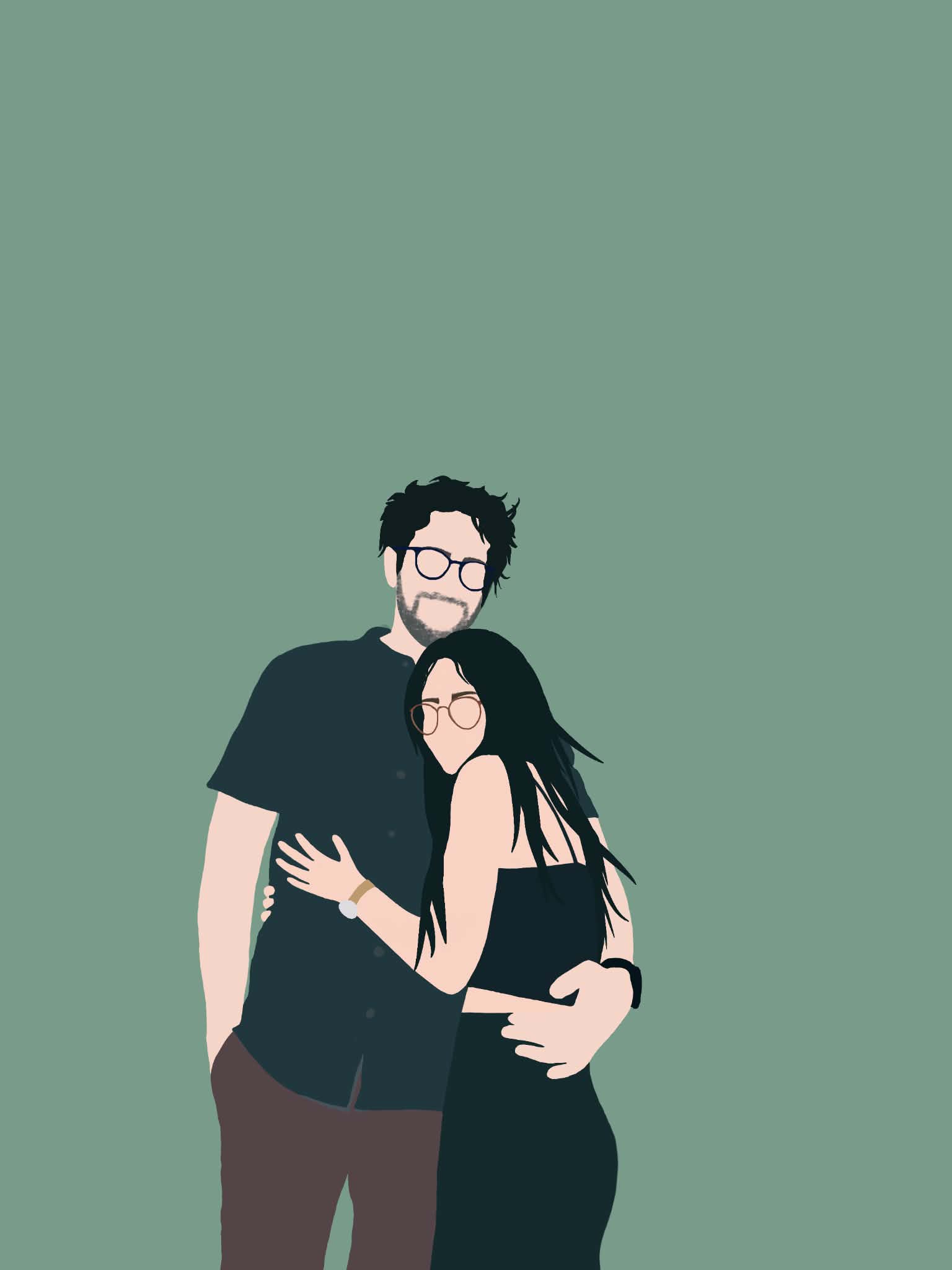 Couple themed digital invitation card.