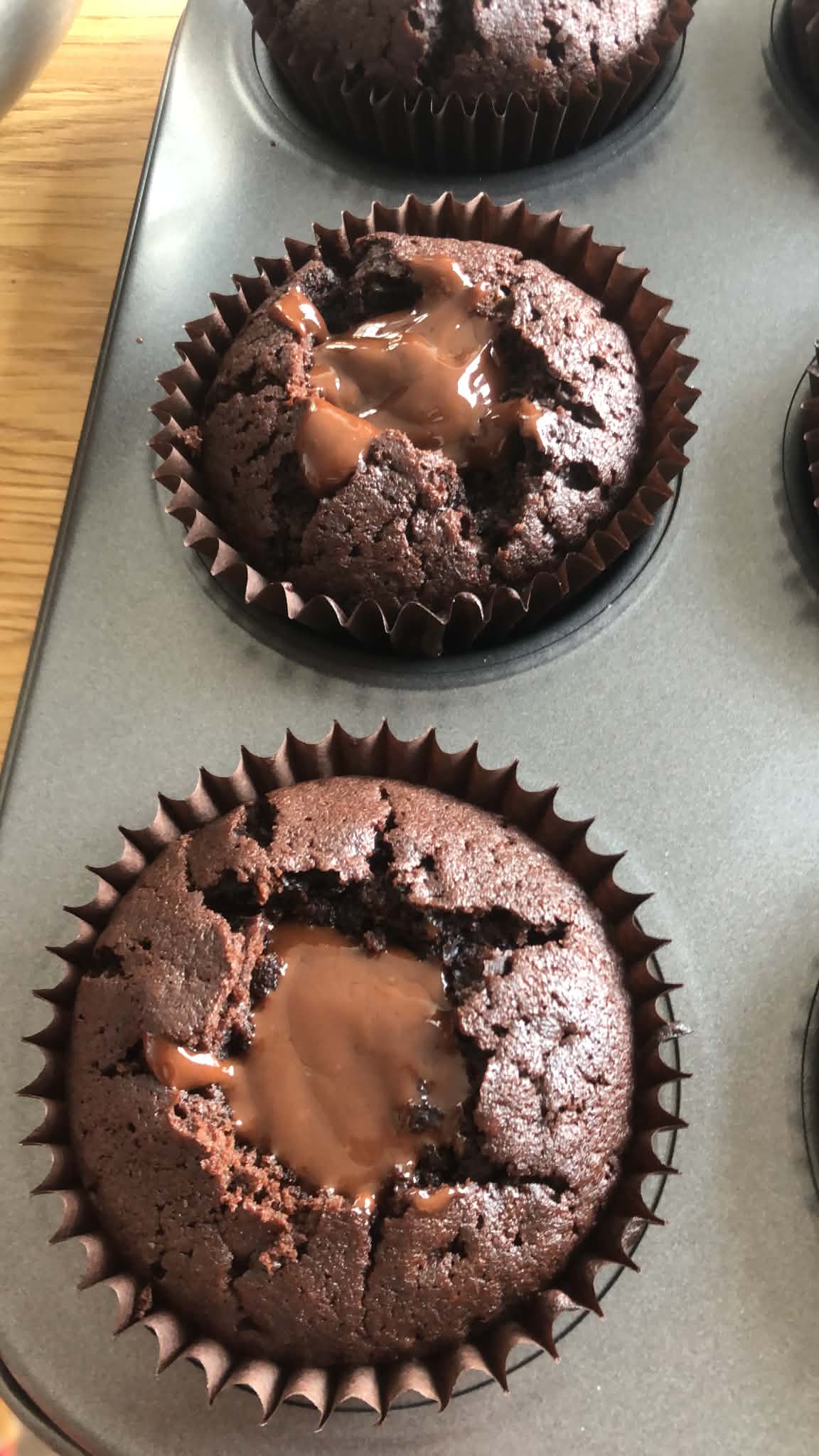 Triple chocolate cupcakes before final decoration.