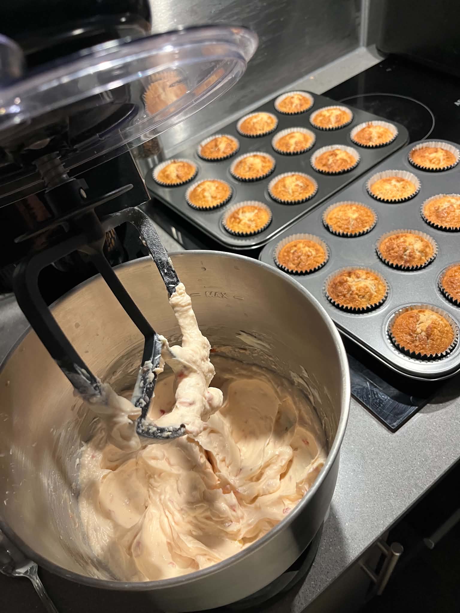 Cupcakes being prepared.
